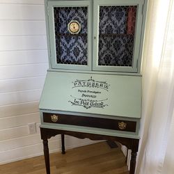 Antique Refinished Secretary Desk with hutch, entryway, living room, showpiece, display cabinet, farmhouse, home office, bookcase