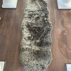 Ashley Ultra Soft Plush Faux Fox Fur Decorative Area Rug 2 x 6 Feet Grey