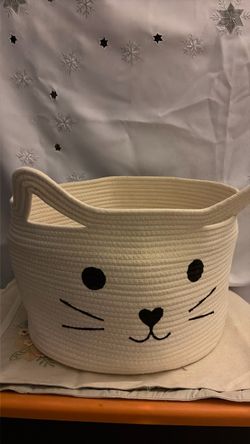 Cat Face Cotton Rope Storage Basket