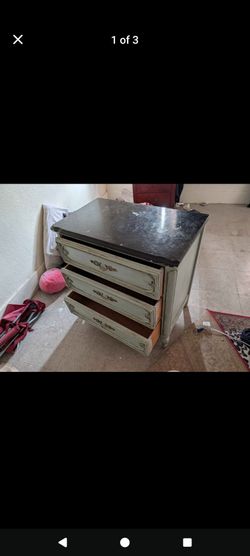 Solid wood vintage 3 drawer painted chest