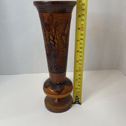 Vintage Handmade Wooden Vase 