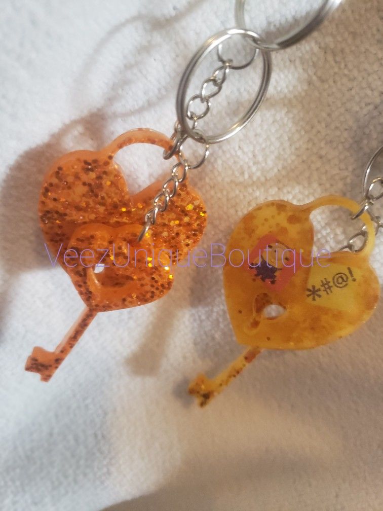 Heart & Key Couples Keychains 