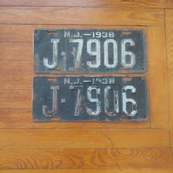 1938 New Jersey License Plates