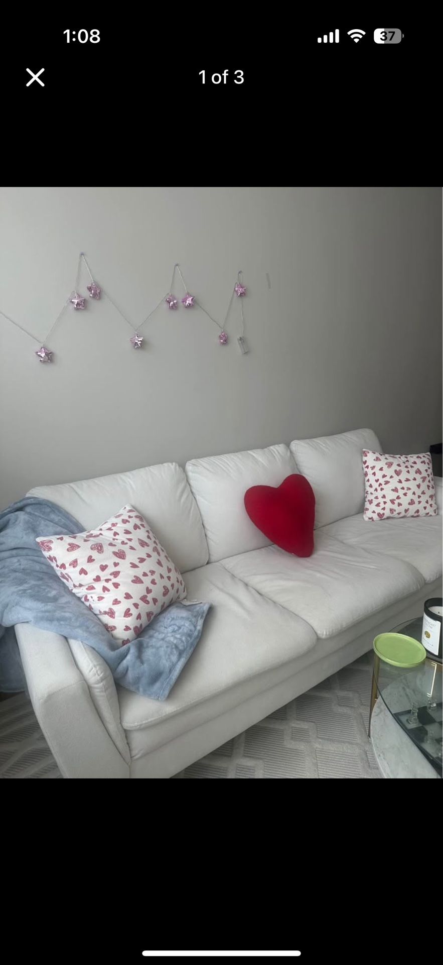 Lightly Used White Couch & Armchair Set –$350 (Includes Free Throw Pillows!)