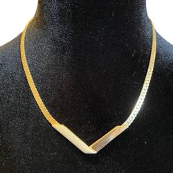 Vintage Act II Gold Tone Chevron Necklace 1980s Curb Chain Durable & Elegant