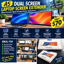 A5 Dual Screen Laptop Screen Extender - 14" FHD 1080P