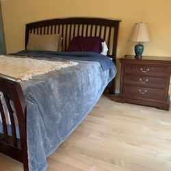 Gorgeous King Bed Frame + Memory foam mattress + Nightstand