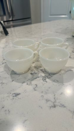 Milk Glass Tea Cups Set of 4