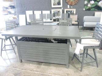 Creative Living West Lake Gray Aluminum Bar-Height Fire Pit Table