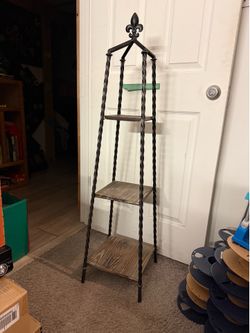 Wrought Iron / Wood Plant Stand