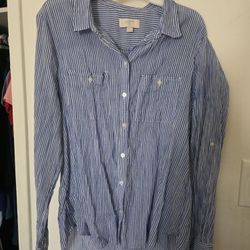 Loft Outlet Collared Long Sleeve Shirt Size Large Petite