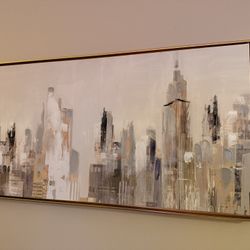 Framed Cityscape Abstract Skyline Painting 