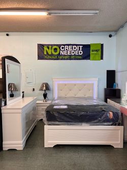 🔥Hot Deal🔥Brand New Queen Size LED Light Bed Frame+Dresser+Mirror+Nightstand $999, Fast Delivery, Payment available