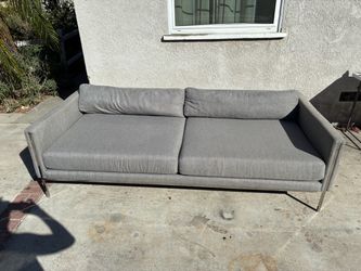 Delivery Available / Crate and Barrel Light Grey Couch Sofa