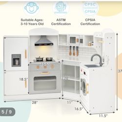 Corner Kids Play Kitchen with Washing Machine & Stove