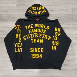 SUPREME TEAM FLOCKED HOODED SWEATSHIRT SZ XL SS23 BARN FIND 🥵🔥🥵 NEW!!!