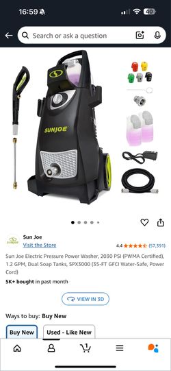 Electric High Pressure Washer (Sun Joe Brand)