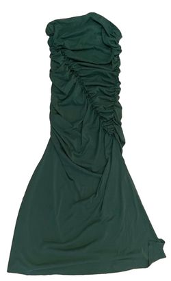 Anthropologie Dark Green Strapless Ruched Gathering Mermaid Maxi Dress Medium M