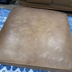 Brown Leather Ottoman 
