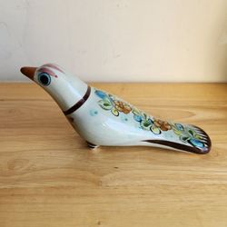 Vintage Tonala Bird Folkart Mexican Pottery Clay Signed Animal 