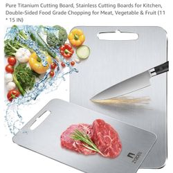 Zybideal Pure Titanium Cutting Board, Stainless Cutting Boards for Kitchen, Double-Sided Food Grade Chopping for Meat, Vegetable & Fruit (11 * 15 IN)