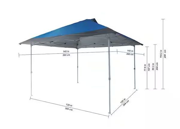 EVERBILT 12' x 12' Mega Shade Pop-Up Canopy w/ Grey Trim, Unused