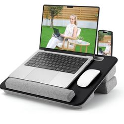 Adjustable Laptop Lap Desk, Lap Desk with Cushion, Storage Function, Cubbies for Home Office Adults Students, Laptop Stand for Lap with Tablet & Phone