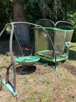 Swing and trampoline