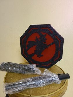 Witch Silhouette Octagon Wall Art Sign with light