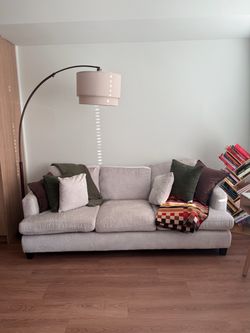 Light Gray 3-Seat Fabric Sofa