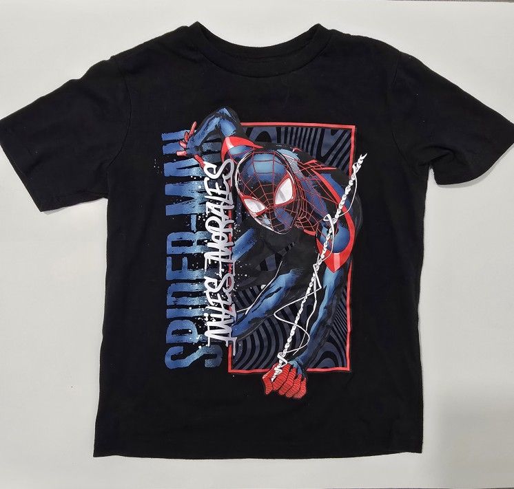 Marvel Miles Morales Spider Man Black T-Shirt Youth Boys Size S (6-7)