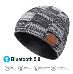 Bluetooth Beanie, V5.0 Bluetooth Hat, Wireless Earphone Beanie Headphones, with HD Stereo Speakers Built-in Microphone, Mens Gifts
