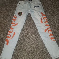 LOCKED & LOADED SIZE 30- Light Wash and Orange - LLCHSE1025251