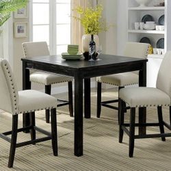 Brand New Rustic Antique Black 5pc Counter Height Dining Table Set 