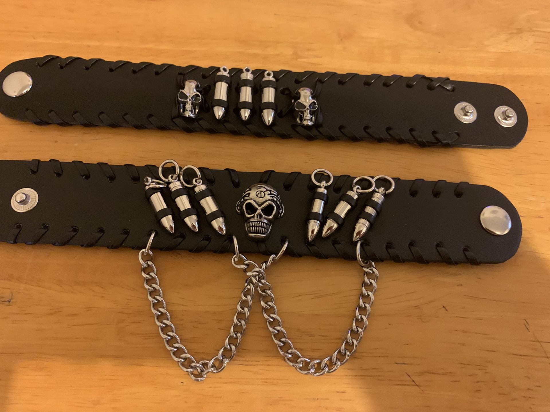 Leather skull bracelets or skull cross