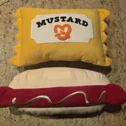 Novelty Mustard & Hot Dog Decorative Pillows