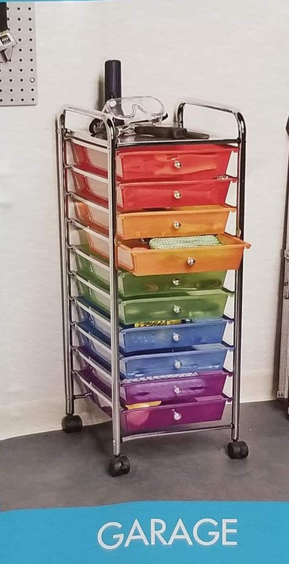 10 Drawer Organization Cart for Crafts Garage Office Home Multicolored