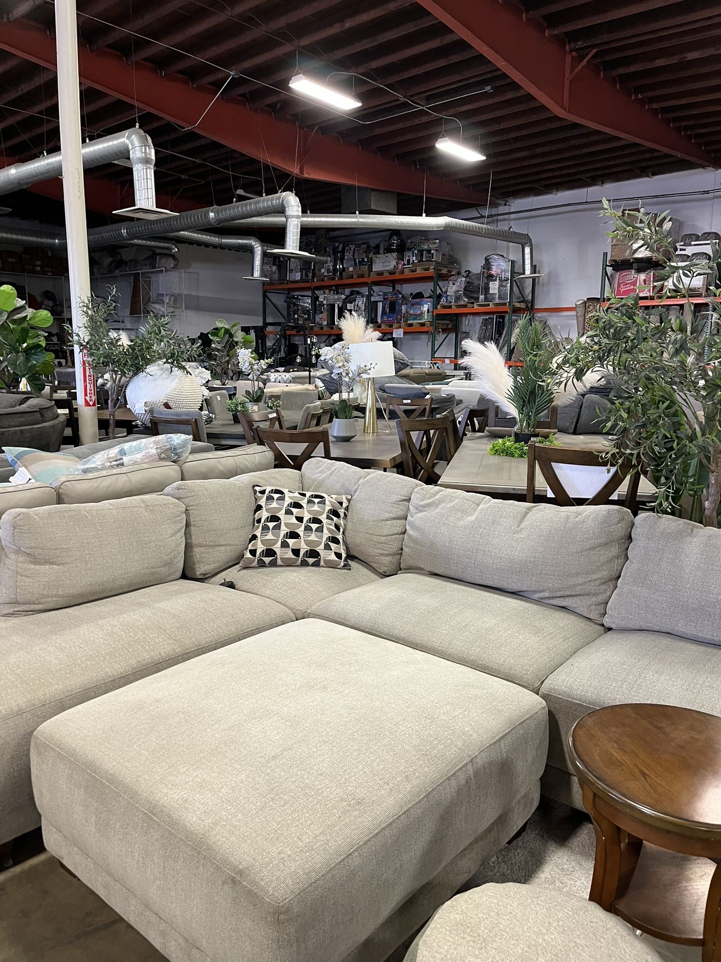 Fabric Sectional With Ottoman