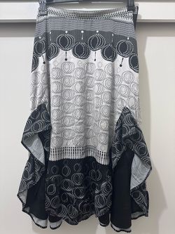 Eva Franco Zemco Midi Skirt Bogata Dot Black White Ruffle - Women's Size 6