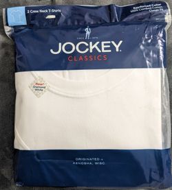 Jockey Classics 2 White Crew Neck T-shirts 2011 Reinforced Collar  Sz 5XL(62-64)