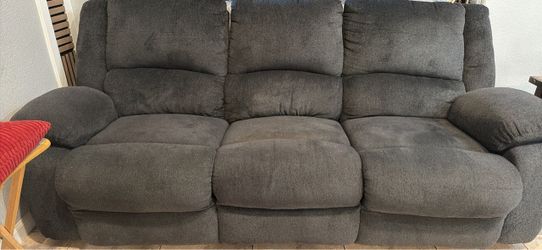 Dark Gray Fabric Reclining Sofa