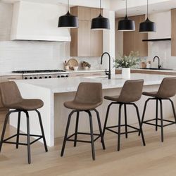 LUE BONA Dining Chairs Set of 4, Farmhouse Wood Dining Chairs with Semicircular Backrest, Spin