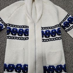 Unbranded Chunky Knit Open Cardigan Sweater Nordic Pattern Medium