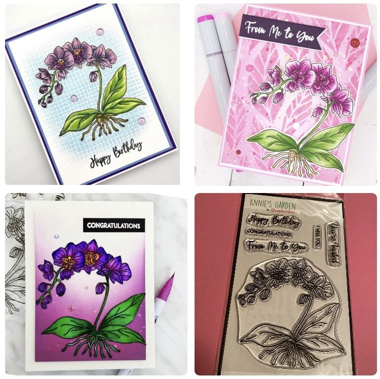 Beautiful Orchid & Sentiment Stamps