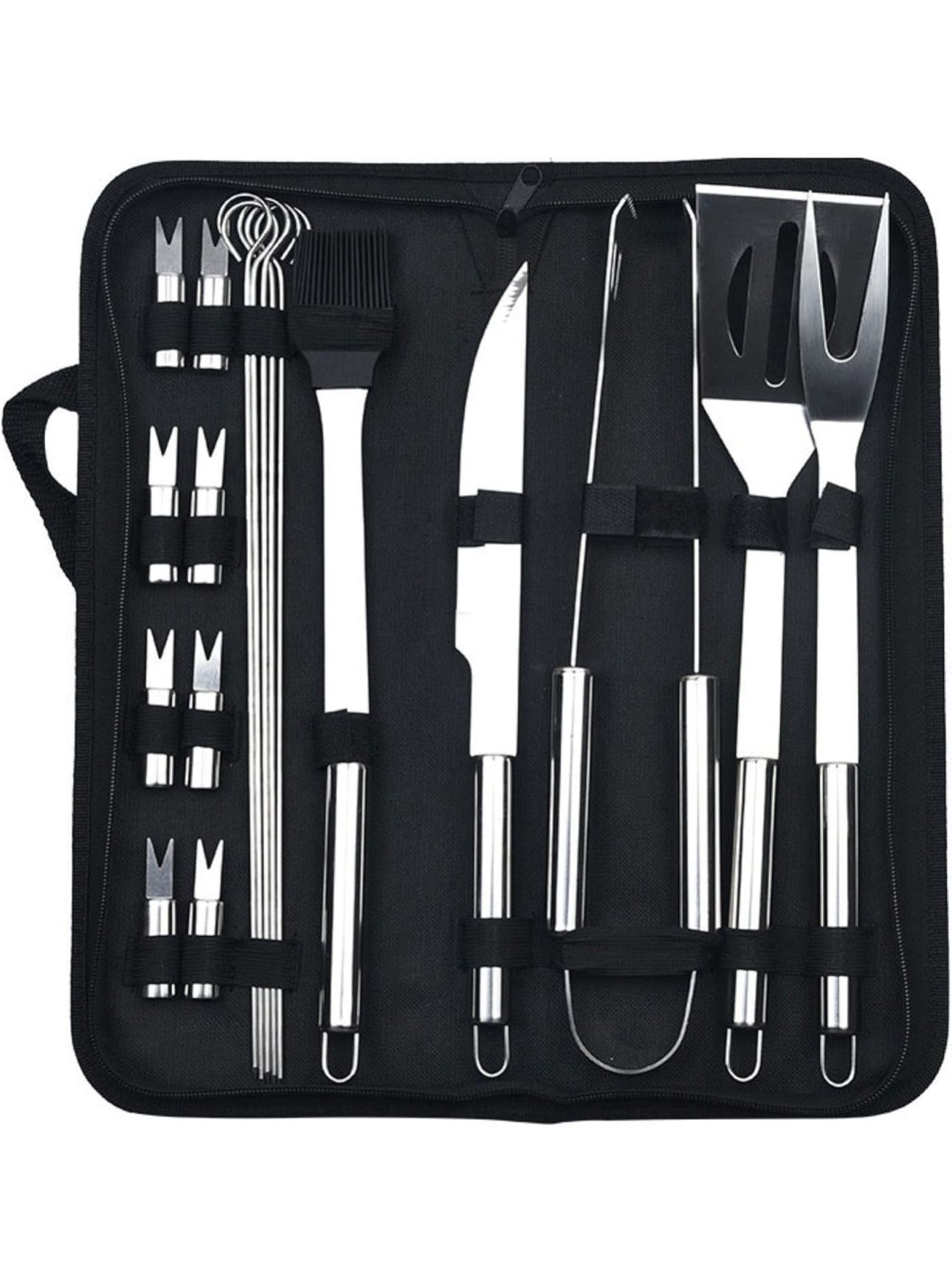 Stainless Steel BBQ Grilling Tools Set, 20 Pieces with Storage Bag for Outdoor Cooking,Barbecue Tool Sets (20)