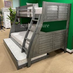 Twin Full Twin Grey Bunkbed With Ortho Matres!