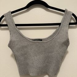 Gray Ribbed Cropped Tank Top Forever 21 Size Xtra Small