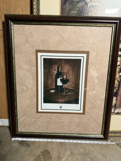 Framed Bottle Art Wall Decor 27”x23.5”