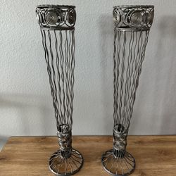 Pier 1 Pillar Candle Holders Metal 