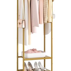 Heavy Duty Clothing Rack with Wheels,Modern Garment Rack with 3 Metal Shelves, 71.8Inches Display Rack for Hanging Clothes, Hanging Rod for Small Spac